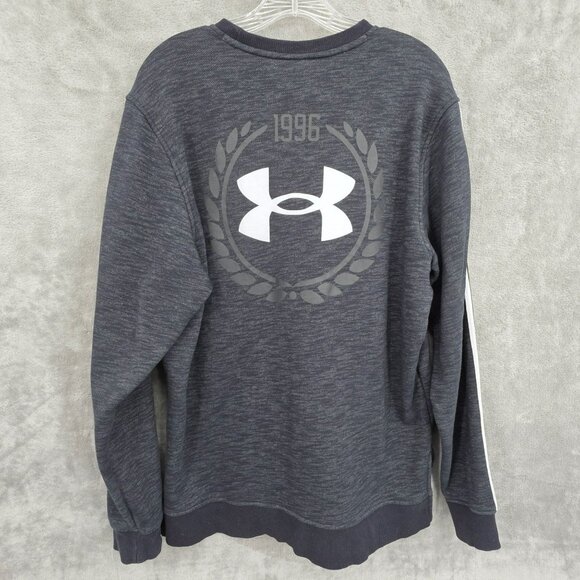 Under Armour Mens M Essential Fleece Heritage Crew Sweatshirt Grey Black 1996 UA - Picture 11 of 14